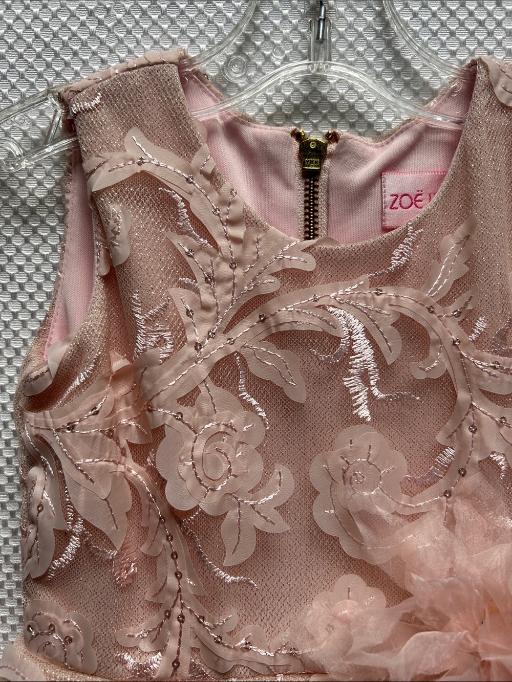 Zoe Ltd Stunning Blush Pale Pink Floral Lace Tulle Party Dress. Fully lined. NWT - Picture 2 of 6